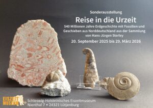 Plakat zur Sonderausstellung "Reise in die Urzeit", vom 20.9.25-29.03.26 im EIszeitmuseum